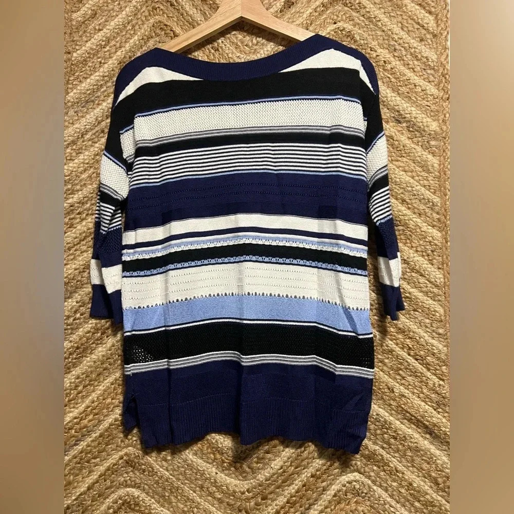 White House Black Market Women's Striped Lightweight Open Knit Sweater,Size XS - Picture 4 of 8
